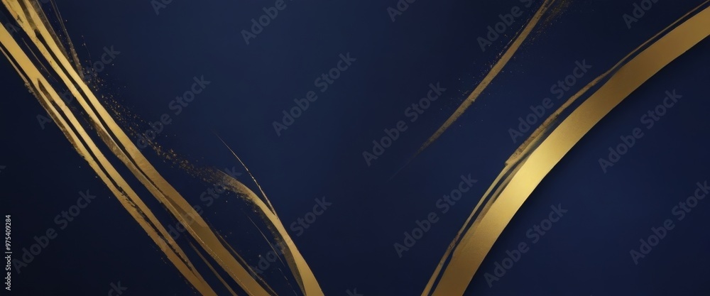 Poster a dark blue background with a gold ribbon-like design running diagonally across it, creating a sense