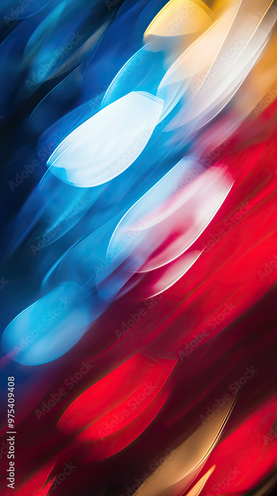 Poster abstract soft focus background with colors of blue, red, and yellow creating vibrant and dynamic vis