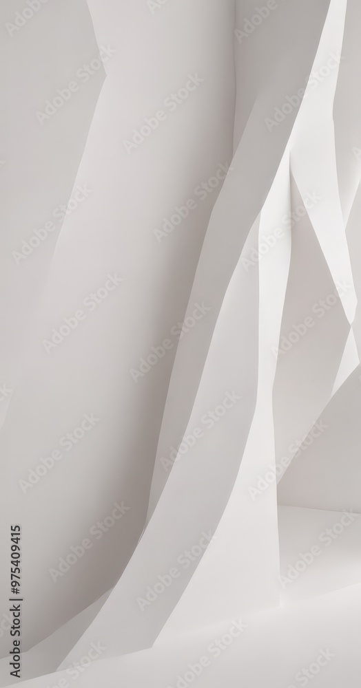 Aufkleber a white, abstract sculpture composed of intersecting, curved lines and angles, creating a sense of m
