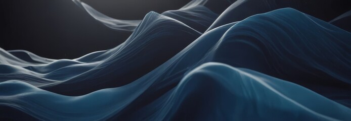 a close-up view of a wave-like pattern with a dark blue hue, set against a black background. The wave-like pattern is composed of curved lines and features a sense of movement