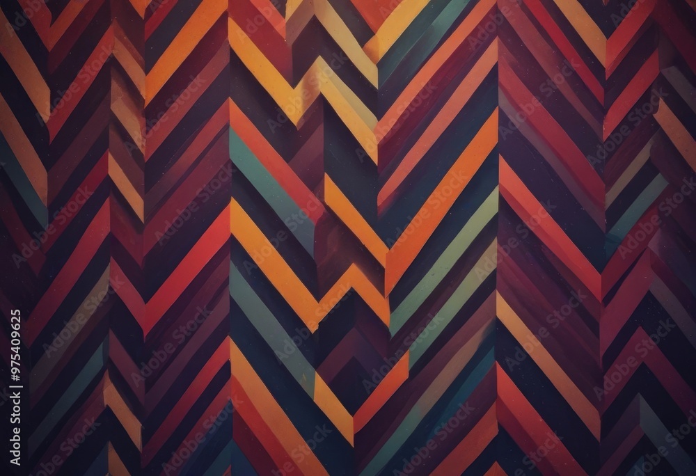 Poster a vibrant abstract pattern composed of intersecting diagonal lines in a variety of warm colors, incl