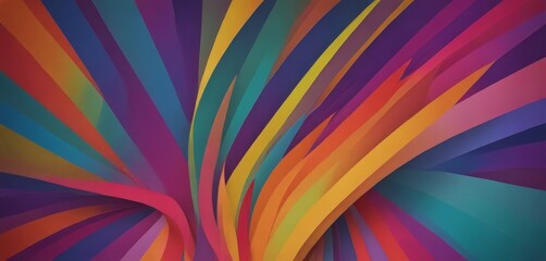 Obraz premium a vibrant abstract composition of overlapping curved lines in various colors, including red, orange, yellow, green, blue, and purple, creating a dynamic and visually