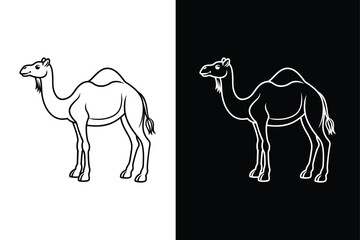 Camel Black Stroke Line Art. Sleek Linear Vector Icon