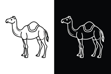 Camel Line Art Vector. Minimalistic Silhouette and Icon Illustration