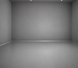 An empty room with a gray color scheme, featuring a white floor and walls, and a simple, minimalist design.