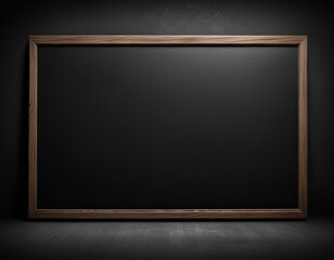 A blackboard with a wooden frame is displayed against a dark background.