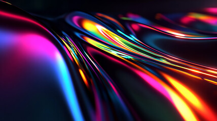 Abstract rainbow black background design, 3d rendering