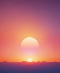 Obraz premium The sun sets over the horizon, casting a warm glow across the sky in shades of orange, pink, and purple.