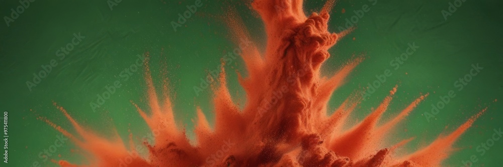 Canvas Prints a vibrant orange explosion with a dark green background.