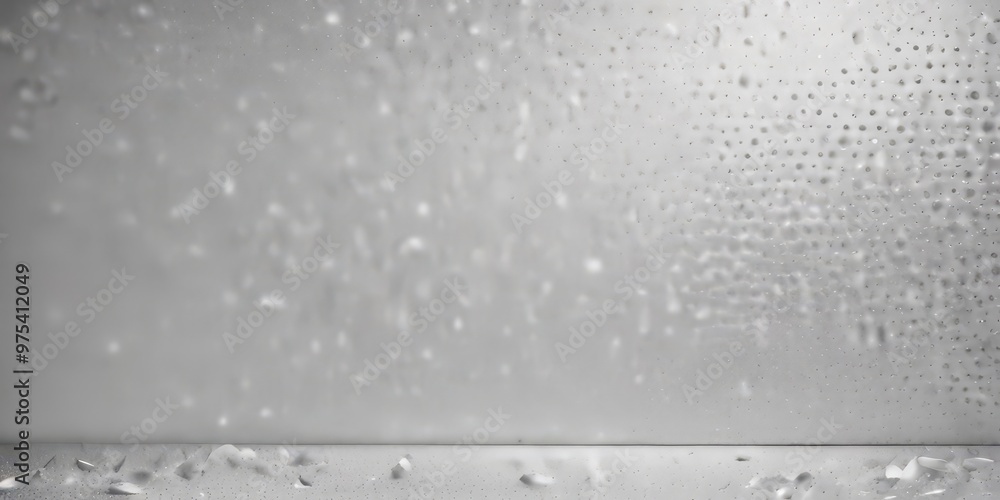 Poster a close-up view of a textured surface, possibly a glass or metal, with small white dots or specks sc