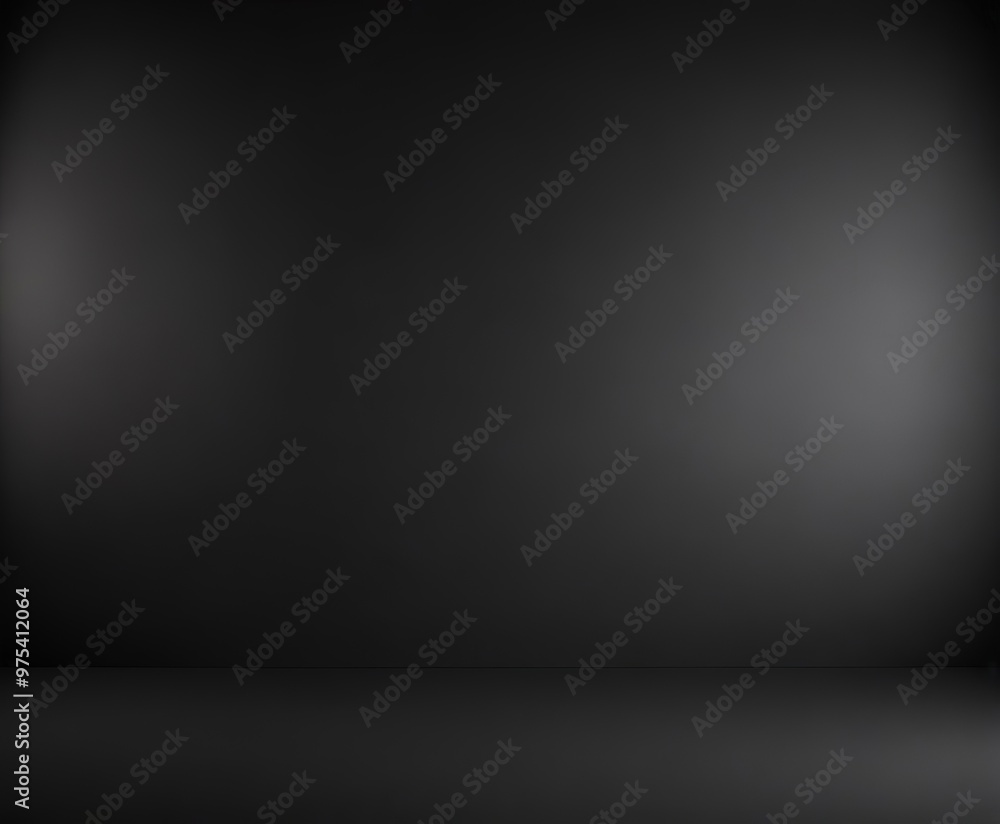 Poster a black and white image of a dark, empty room with a flat surface and a slight curve to the right.