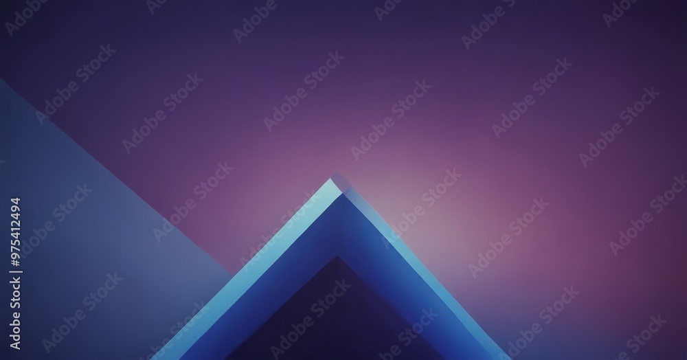 Poster a geometric design with a blue triangle at the center, set against a gradient background transitioni