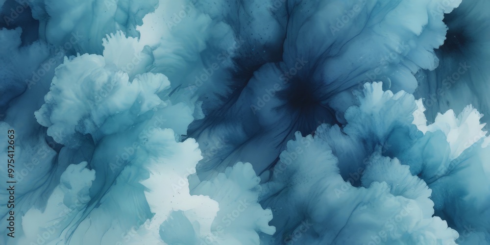 Aufkleber a close-up view of a fluid, abstract pattern composed of various shades of blue, with a sense of mov