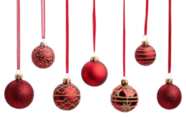 PNG Elegant red Christmas ornaments