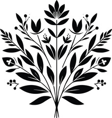 Black and White Illustration of Composite Flower Arrangement