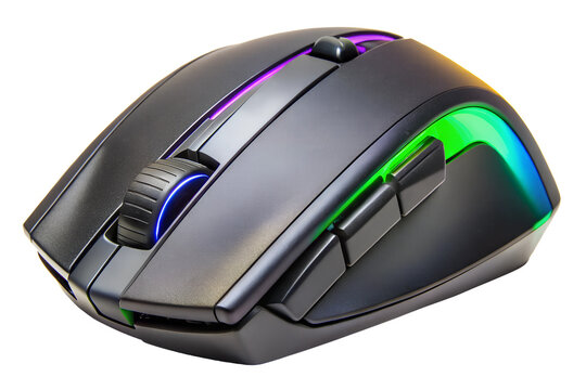 PNG modern wireless gaming computer mouse with lighting.