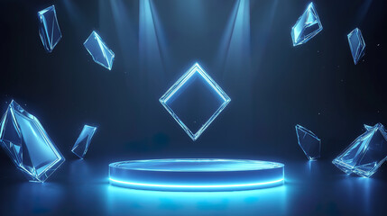 futuristic and technological podium with transparent background for product presentation and promotion