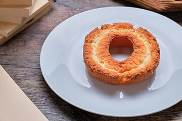 Old Fashioned Donuts and Coffee on Wooden Table