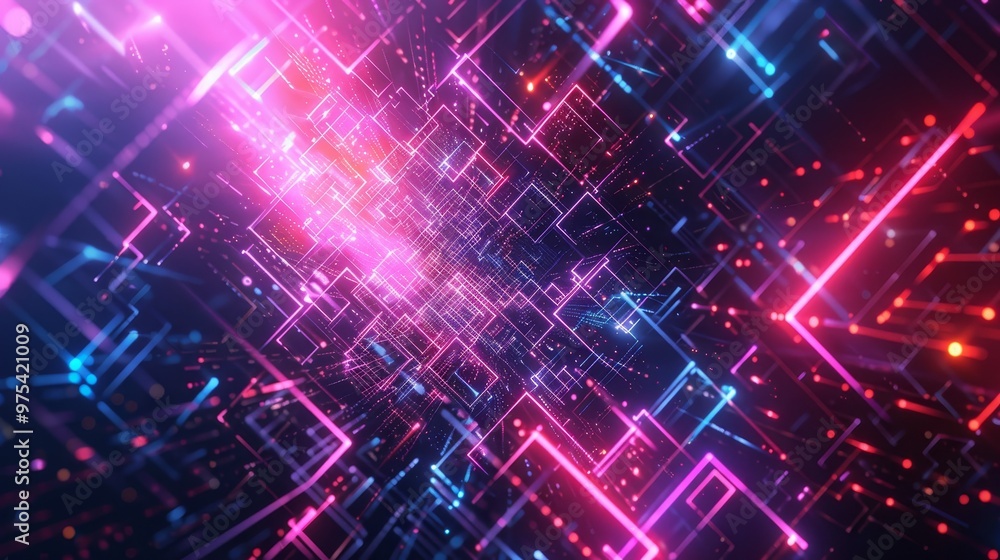 Poster dynamic laser lights create a vibrant abstract view, showcasing energetic movement in a colorful dig