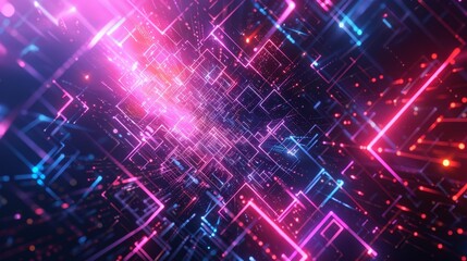 Obraz premium Dynamic laser lights create a vibrant abstract view, showcasing energetic movement in a colorful digital environment.