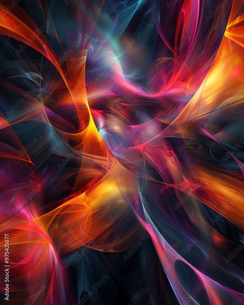 Poster stunning abstract artwork featuring vibrant colors and fluid shapes, perfect for adding depth and in