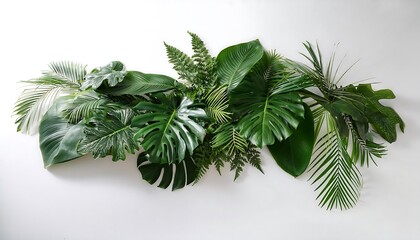 Tropical leaves foliage plant jungle bush floral arrangement nature backdrop isolated on white background, clipping path included. cut out