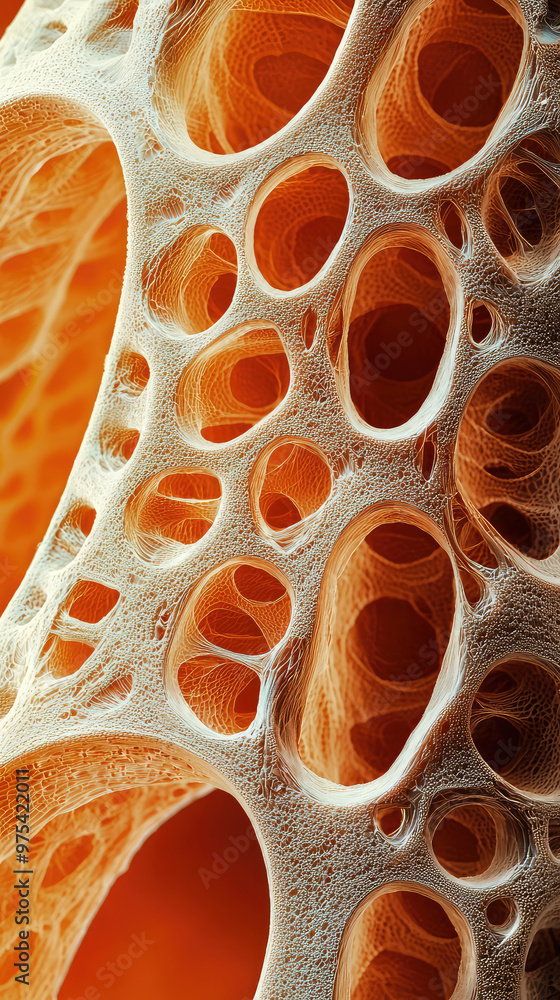 Poster magnified image of intricate structures resembling insect legs, showcasing network of organic forms 