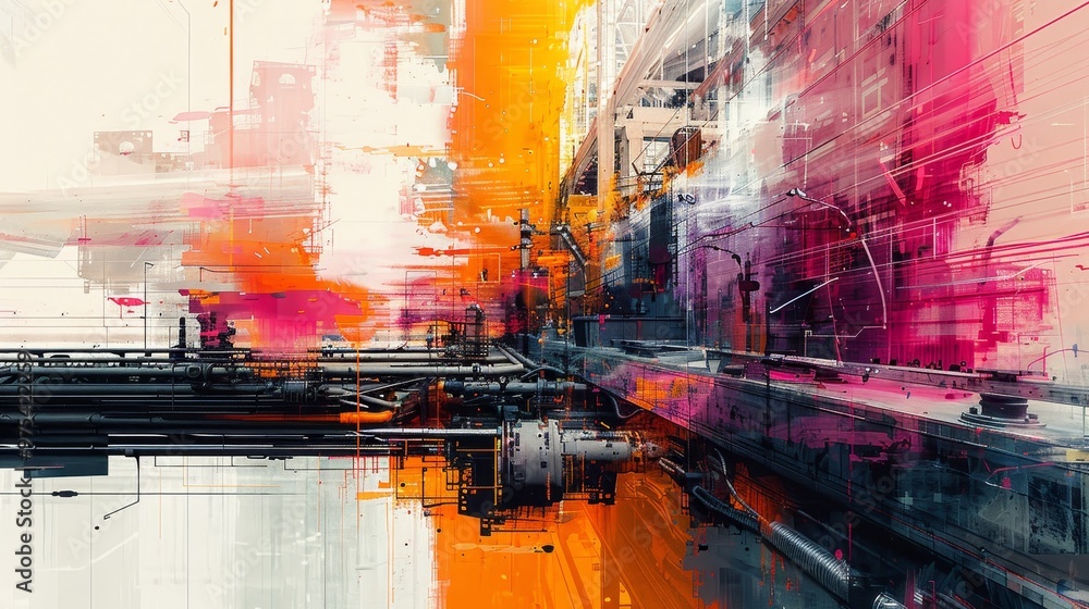 Poster vibrant abstract composition featuring dynamic colors and shapes, perfect for modern art enthusiasts