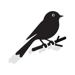 Simple cute shape of a bird sitting on a stick  logo icon , symble , had , clip art  silhouette vector isolated on white background