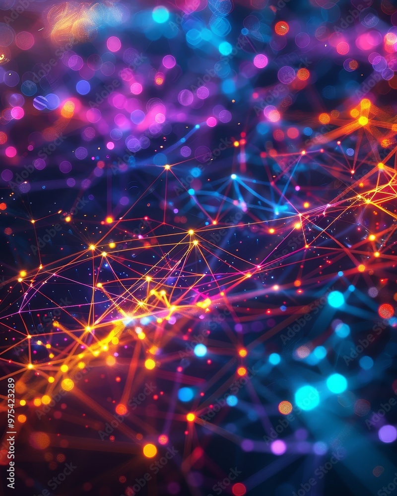 Poster vibrant network of colorful lights and lines creating a dynamic abstract background filled with ener