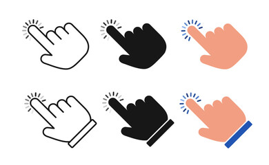 Fototapeta premium Set of mouse cursors for clicking. Hand shape click icons.