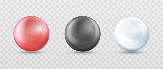 Collagen drops, cream-gel for skin care, drop oil. Liquid vitamin, machine oil, cosmetic product sirovantka or vitamin bubble. Black, red, blue drop on transparent background.