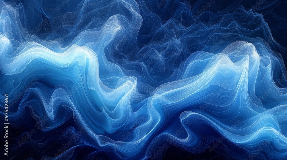 Poster a captivating abstract swirl of blue light, creating a mesmerizing dance of color and movement in a 