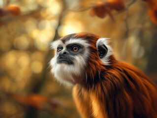 Fototapeta premium South American Emperor Tamarin, Arboreal Primate, Jungle Wildlife