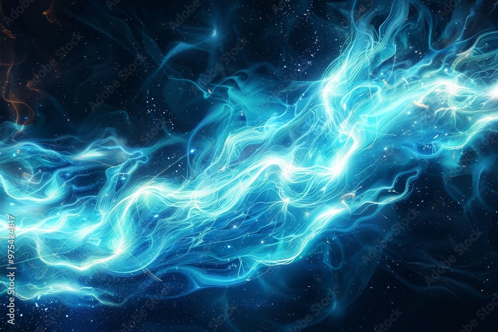 Poster a mesmerizing swirl of blue light and energy, creating an ethereal atmosphere that captivates the vi