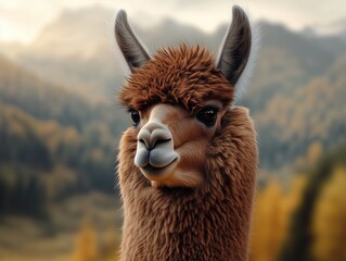 Obraz premium Majestic Alpaca in the Andean mountains, close up wildlife portrait