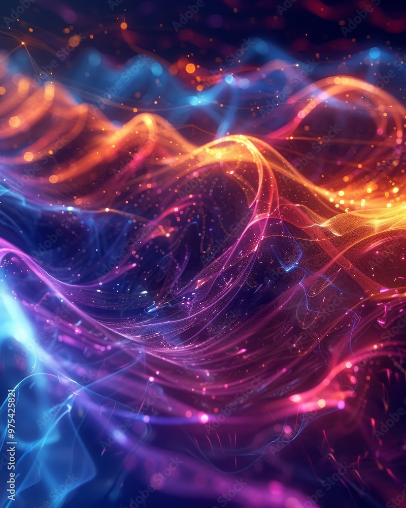 Aufkleber a stunning abstract wave of vibrant colors flowing gracefully, creating a mesmerizing visual experie