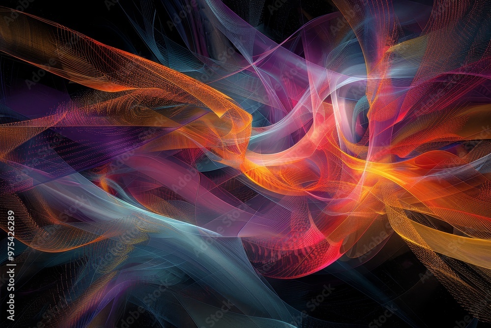 Poster a vibrant abstract background with flowing colors that create a mesmerizing visual experience, perfe
