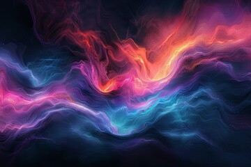 Obraz premium A vibrant abstract background showcasing colorful waves of light and energy, perfect for digital art and design projects.