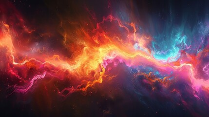 Fototapeta premium A vibrant cosmic landscape filled with swirling colors of orange, blue, and purple, representing the beauty of the universe.