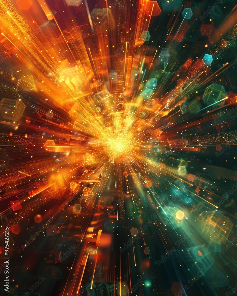 Poster a vibrant explosion of colors and light, creating a dynamic and abstract background, perfect for cre