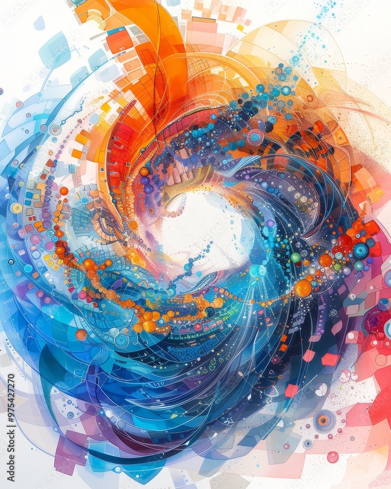Poster a vibrant fusion of colors creating an abstract swirl, symbolizing energy and creativity in motion.