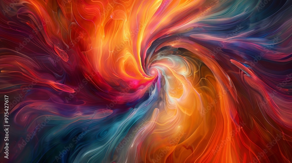Poster a vibrant swirl of colors creating a mesmerizing abstract pattern, perfect for digital art and creat