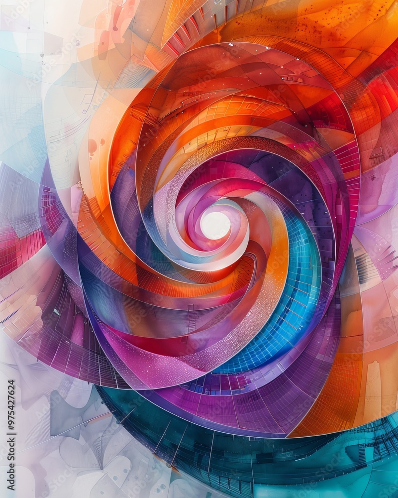 Poster a vibrant swirl of colors creating a mesmerizing abstract pattern, ideal for artistic and modern des