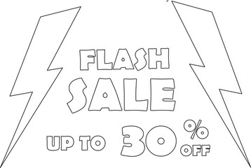 flash sale, discount up 30%,out line vector illustration