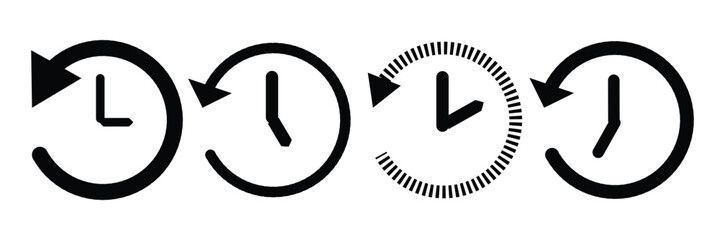 Past time line icon vector illustration set. timer pictogram simple symbol. Time flexible reverse forward icon
