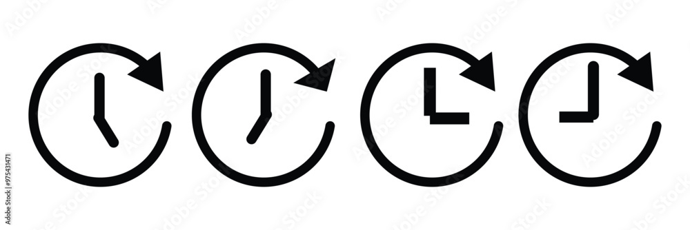 Poster past time line icon vector illustration set. timer pictogram simple symbol. time flexible reverse fo