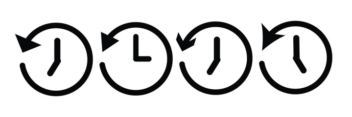 Past time line icon vector illustration set. timer pictogram simple symbol. Time flexible reverse forward icon
