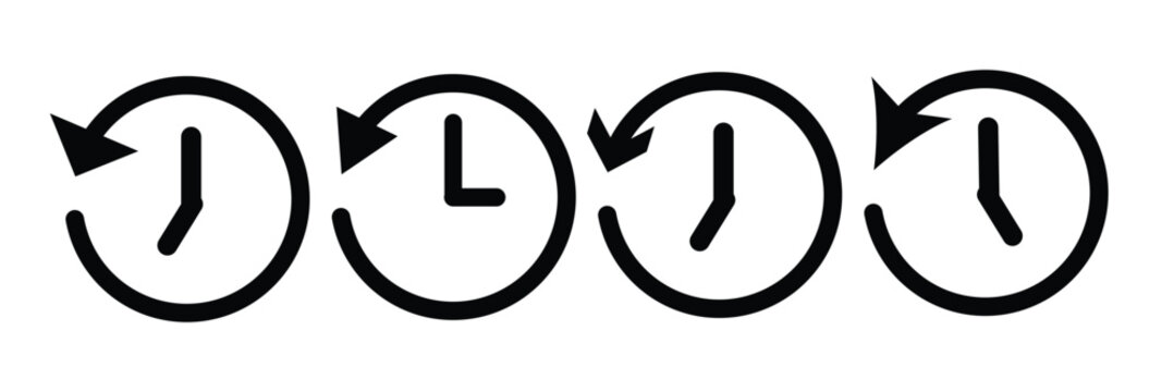 Past time line icon vector illustration set. timer pictogram simple symbol. Time flexible reverse forward icon

