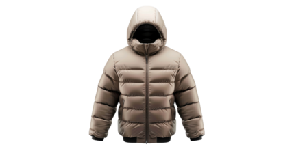Man's puffer winter jacket on transparent background